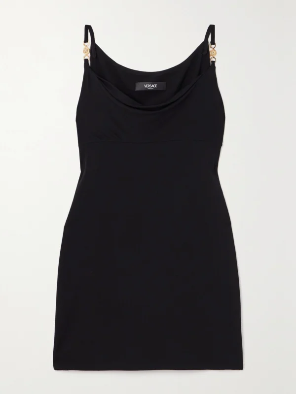 Versace Icons Draped Crystal-embellished Jersey Mini Dress