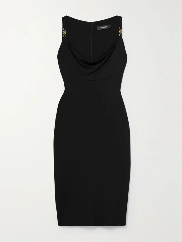 Versace Icons Embellished Draped Jersey Dress