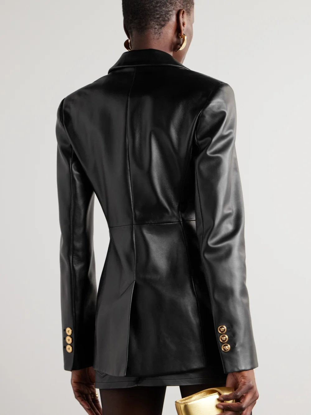Back view of the Versace Icons Leather Blazer