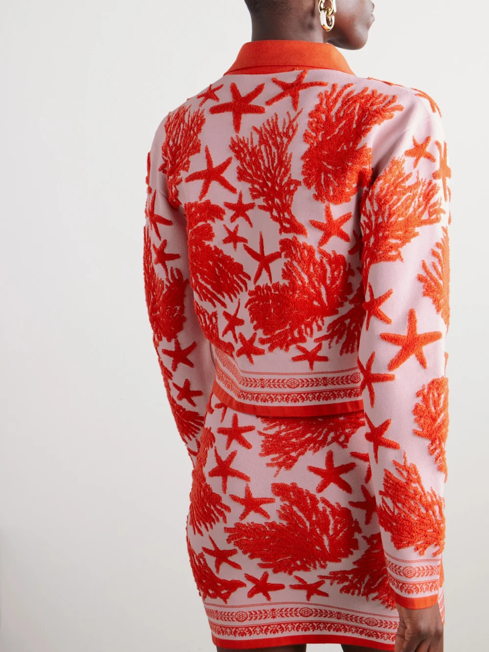 Back view of the Versace Jacquard-knit Cardigan