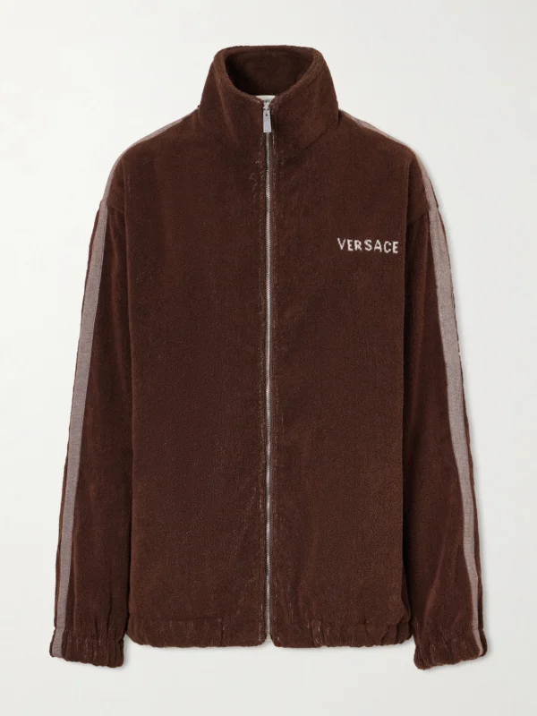 Versace Jacquard-knit Cotton-terry Zip-up Track Jacket