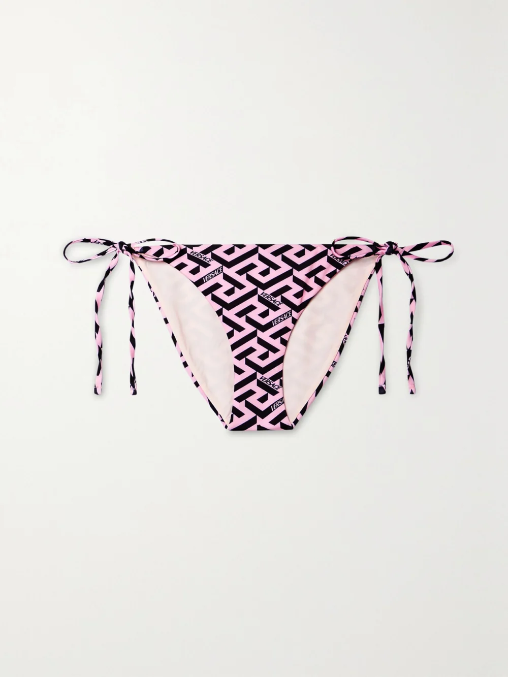 Versace La Greca Printed Bikini Briefs in pink