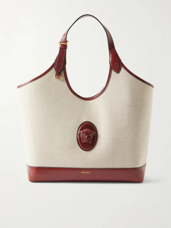 Versace Leather-trimmed Canvas Tote