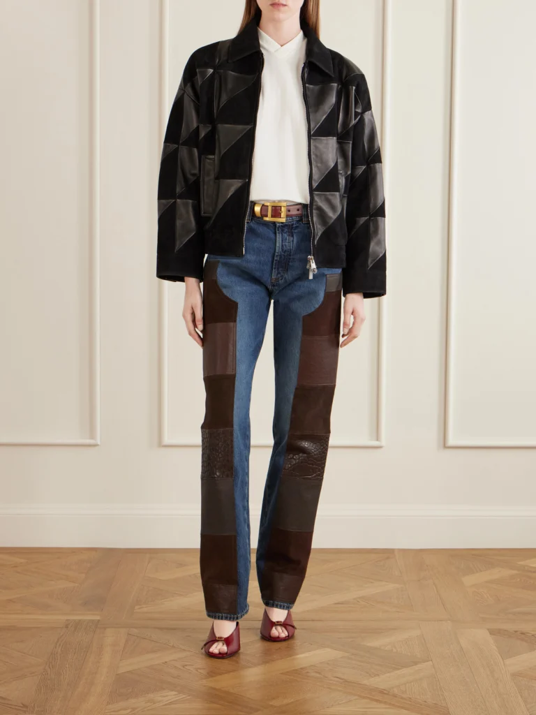Versace Leather-trimmed Mid-waist Straight-leg Jeans