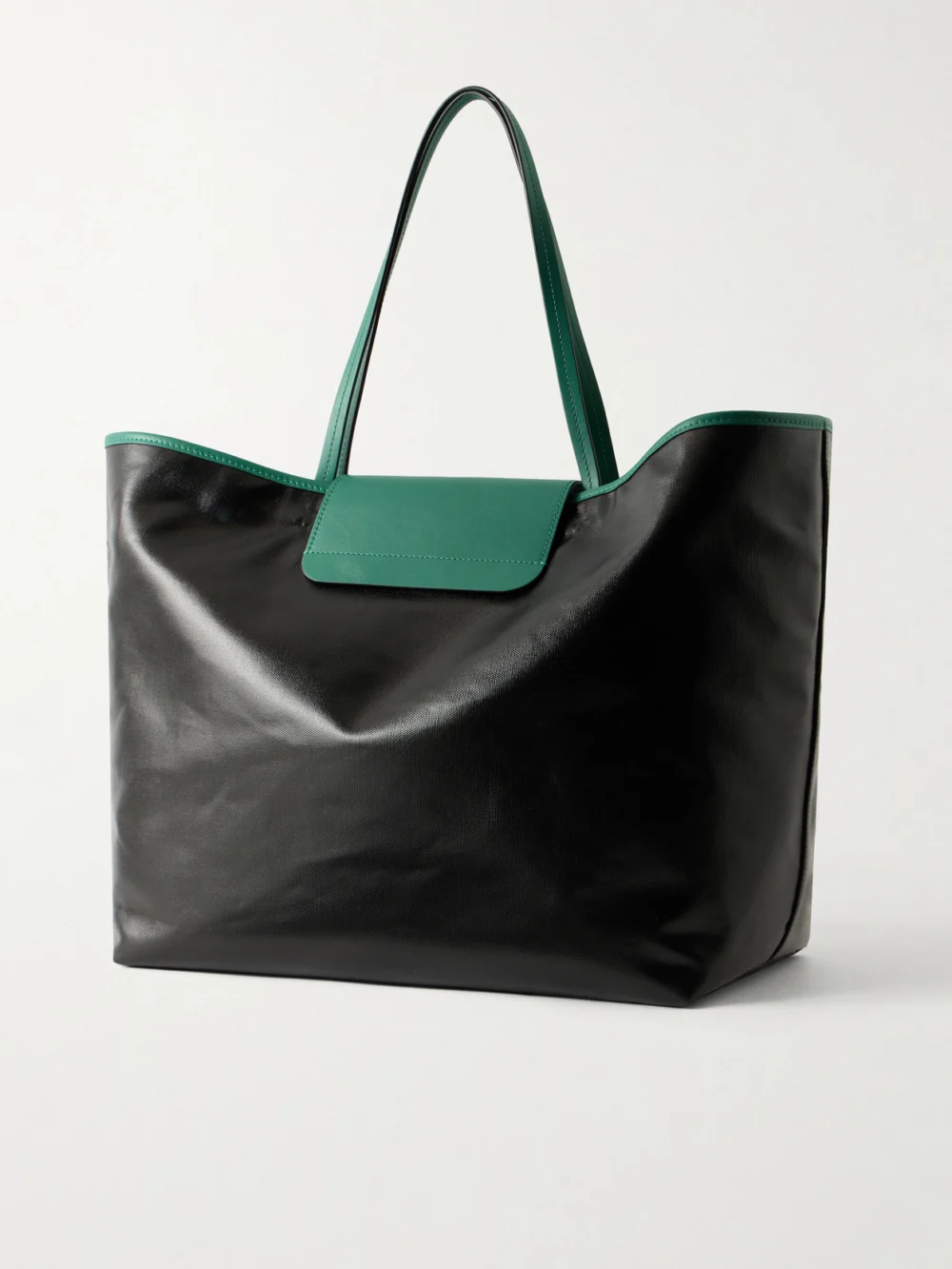 Back view of the Versace Logo-appliquéd Leather-trimmed Coated-canvas Tote
