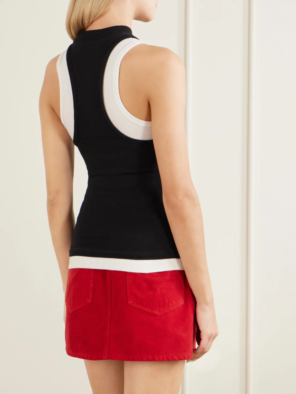 Back view of the Versace Logo-embroidered Cotton-blend Jersey Tank