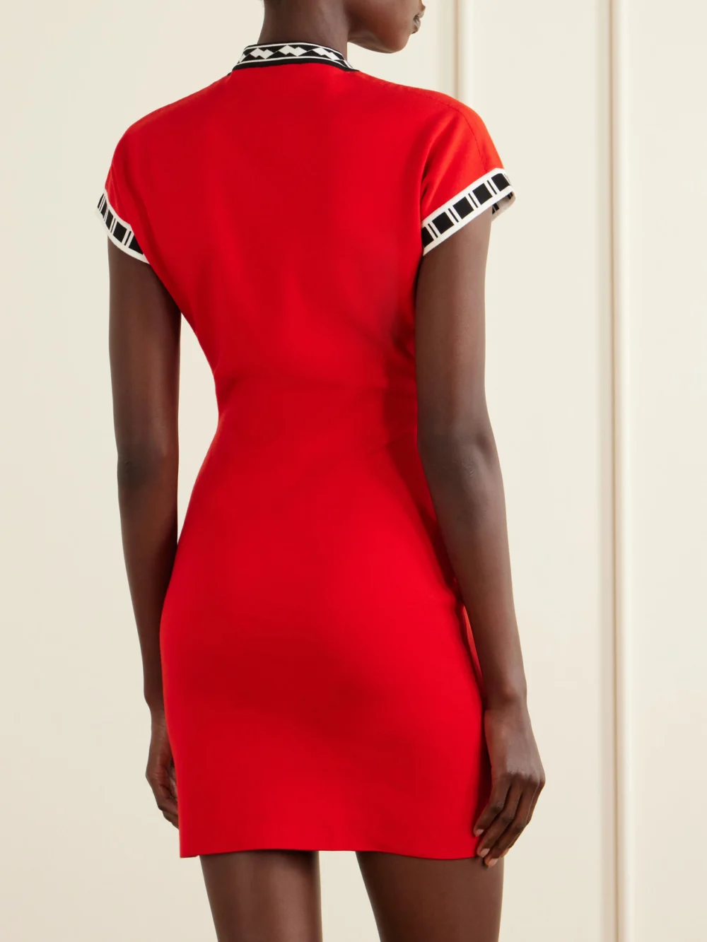 Back view of the Versace Logo-embroidered Cotton Mini Dress