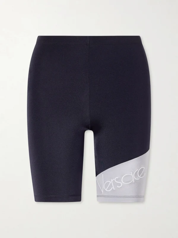 Versace Logo-embroidered Stretch-jersey Shorts