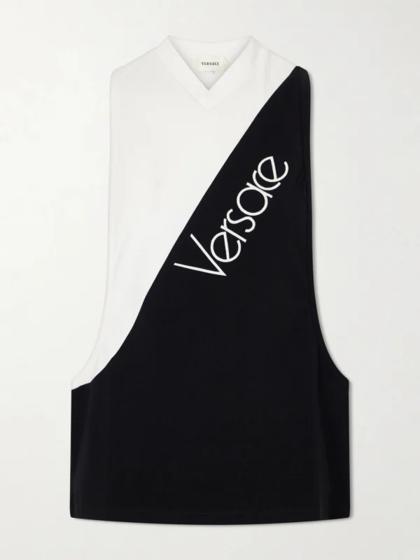 Versace Logo-intarsia Stretch Cotton-jersey Tank
