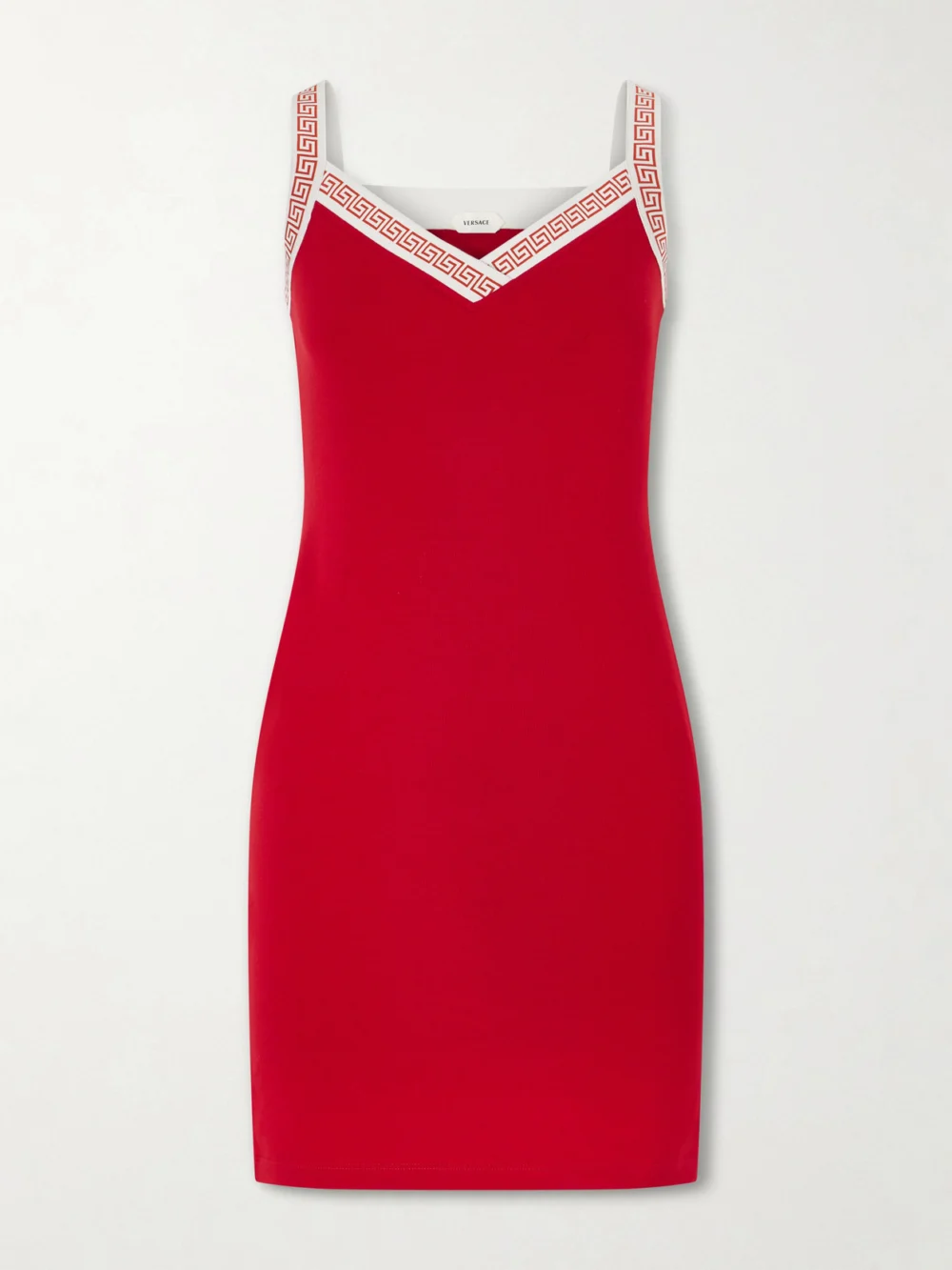 Versace Logo-jacquard Cotton-jersey Mini Dress in red