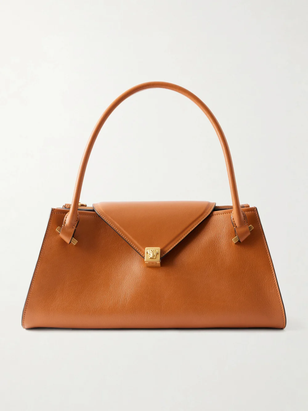 Versace Medium Calf Leather Shoulder Bag in tan