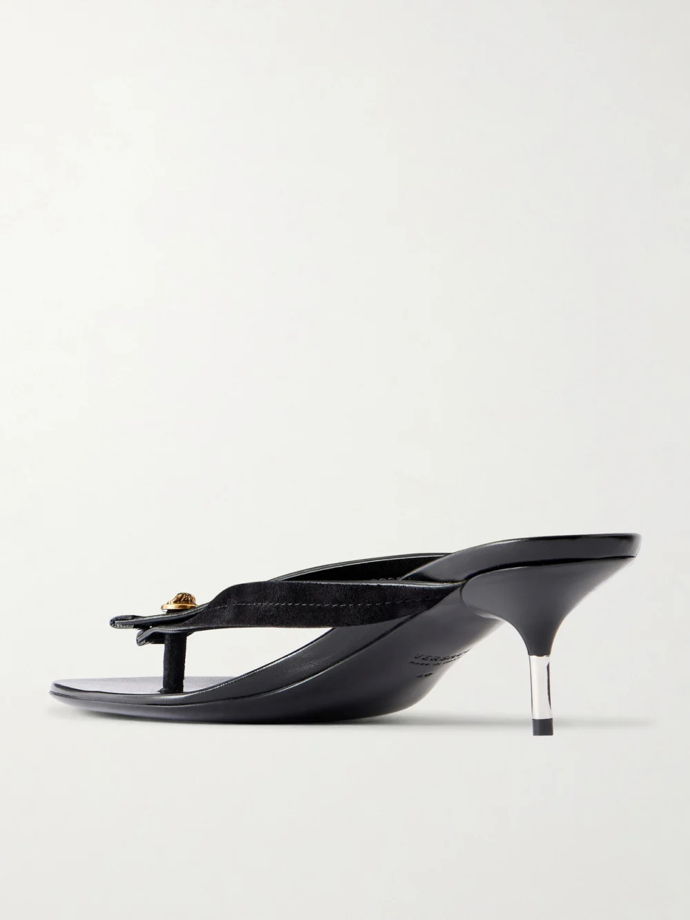 Back view of the Versace Medusa-embellished Leather Thong Sandals