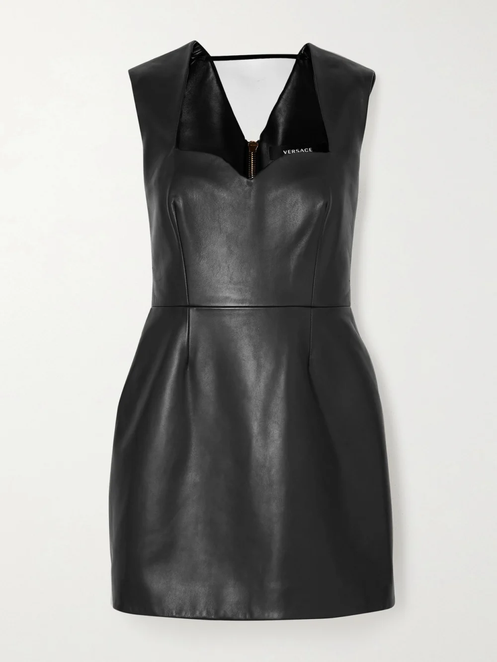 Versace Paneled Leather Mini Dress in black