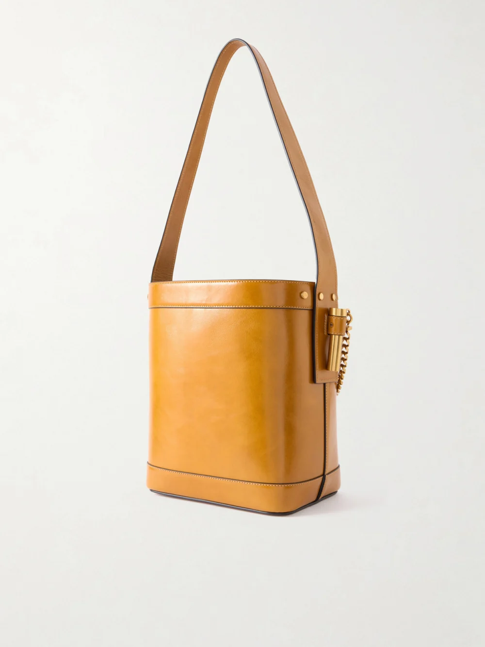 Back view of the Versace Pivot Small Leather Bucket Bag