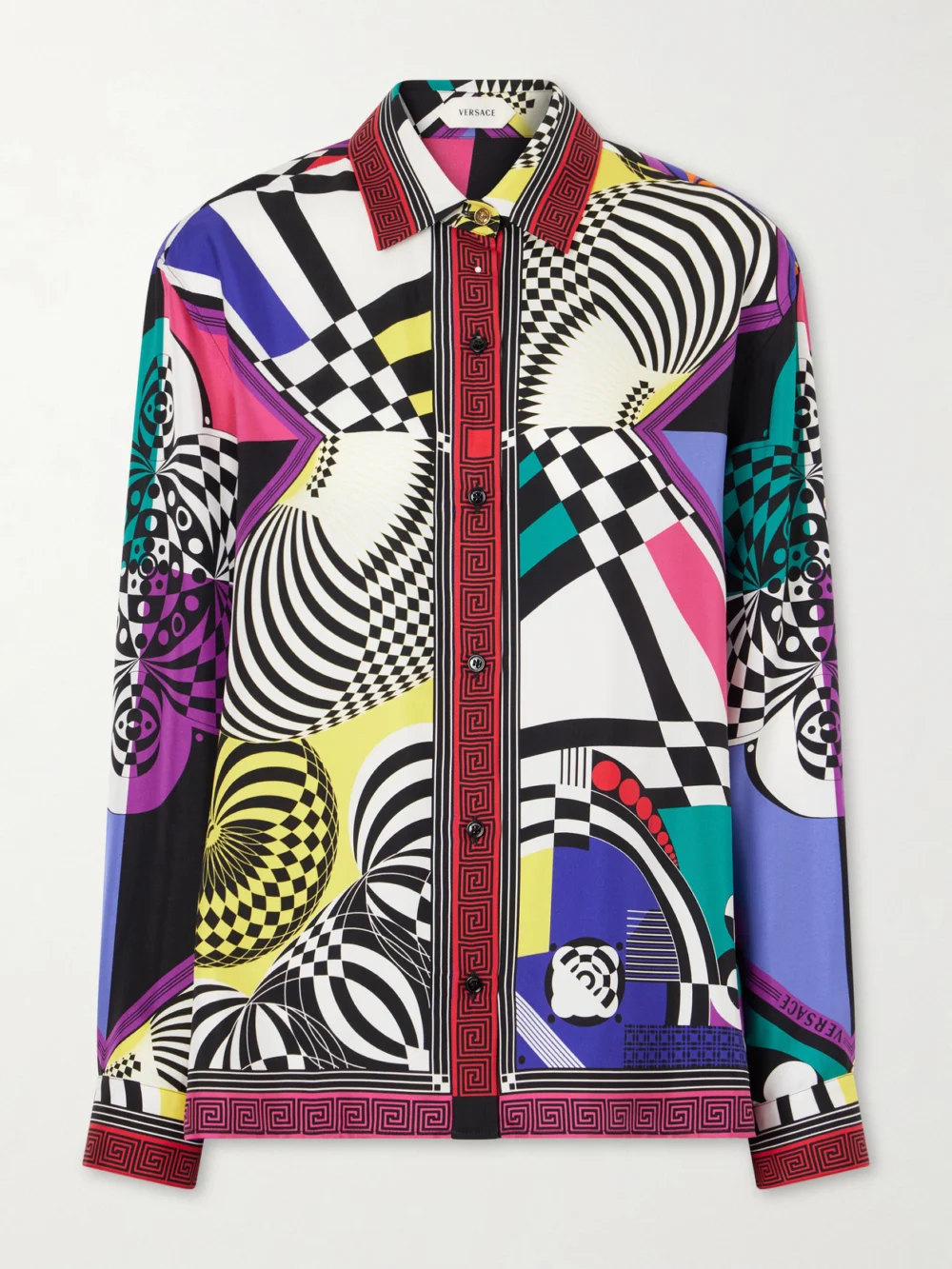 Versace Printed Silk-satin Shirt in purple