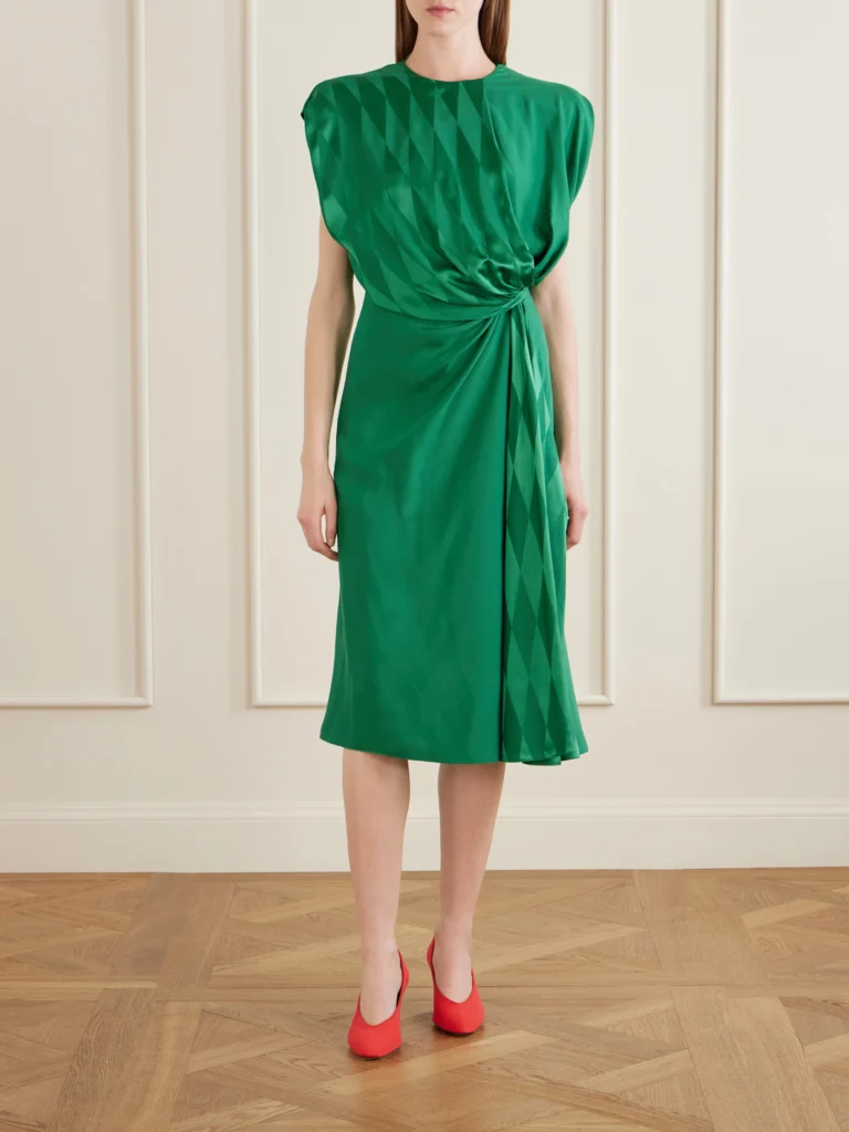 Versace Rhombuses Printed Jacquard-satin Midi Dress