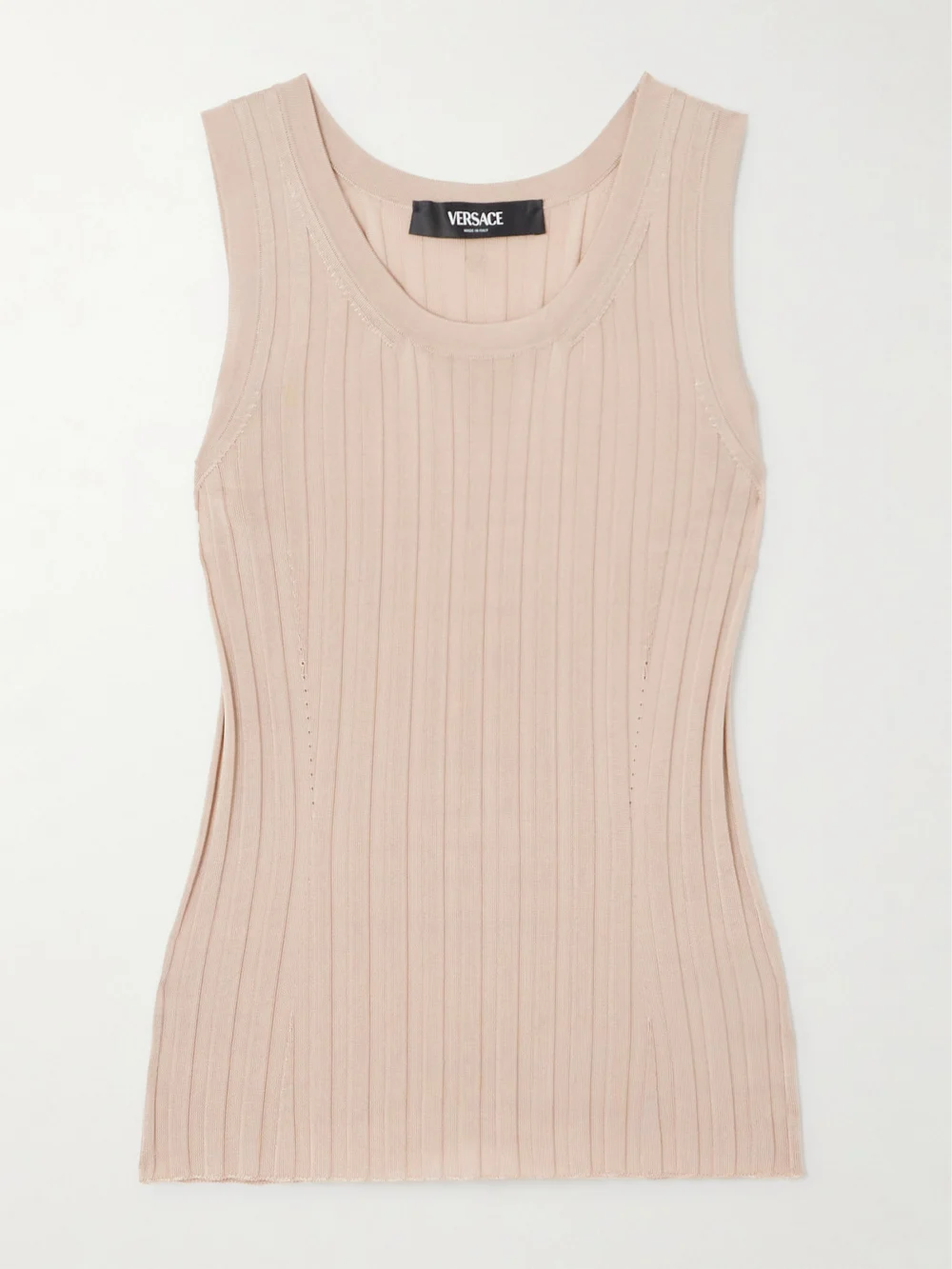 Versace Ribbed-knit Tank in taupe