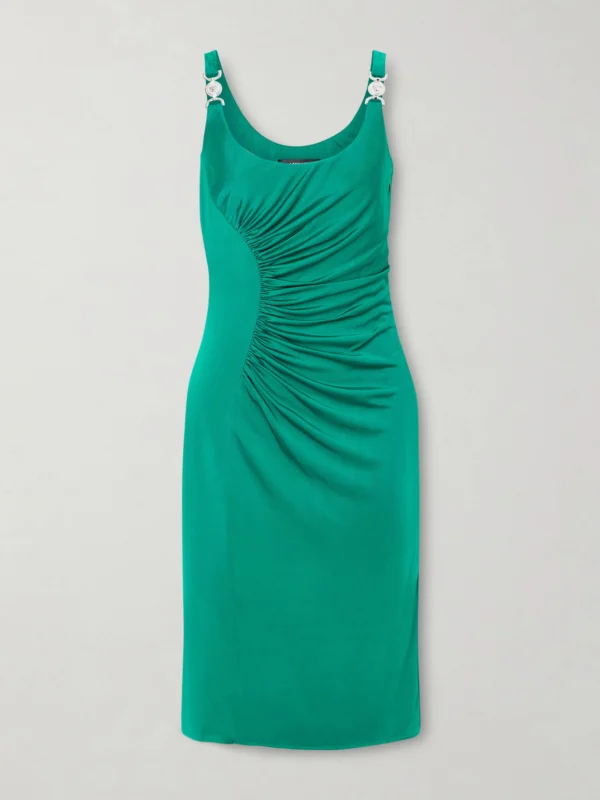 Versace Ruched Satin-jersey Midi Dress