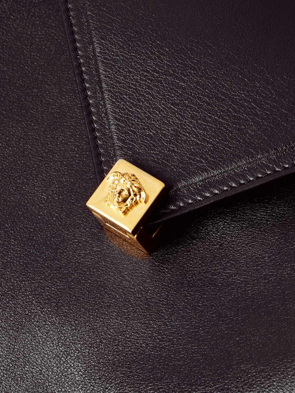 Close-up detail of the Versace Severine Calf Leather Large Tote