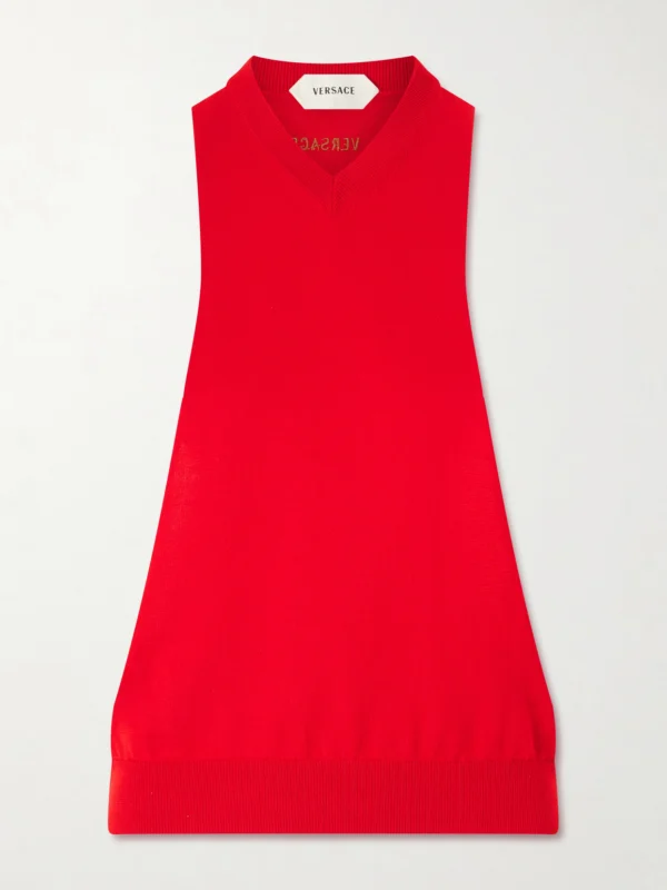 Versace Sleeveless Embroidered Cotton Tank Top