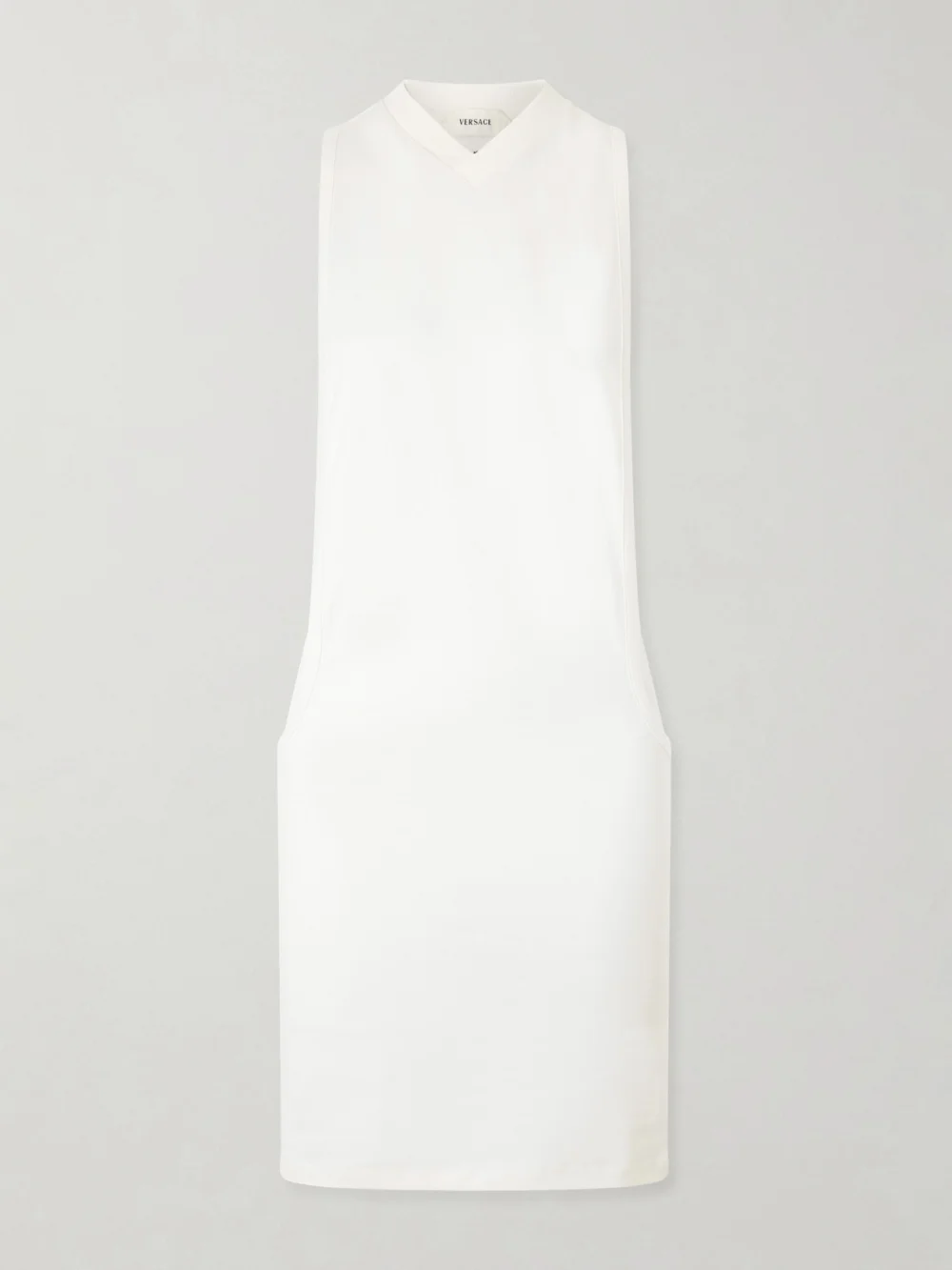Versace Sleeveless Embroidered Stretch-cotton Jersey Dress in white