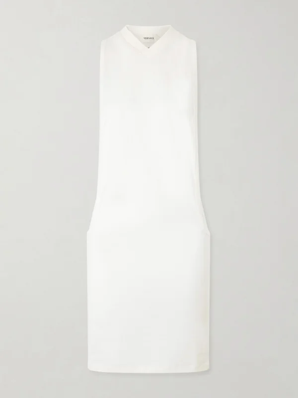 Versace Sleeveless Embroidered Stretch-cotton Jersey Dress