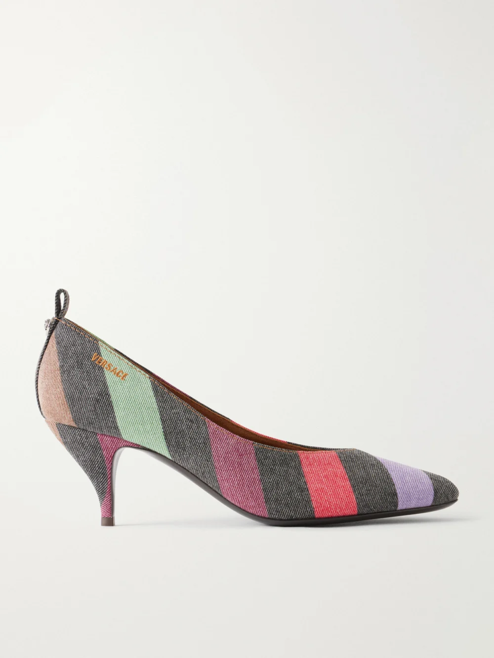 Versace Striped 65 Denim Pumps in multi