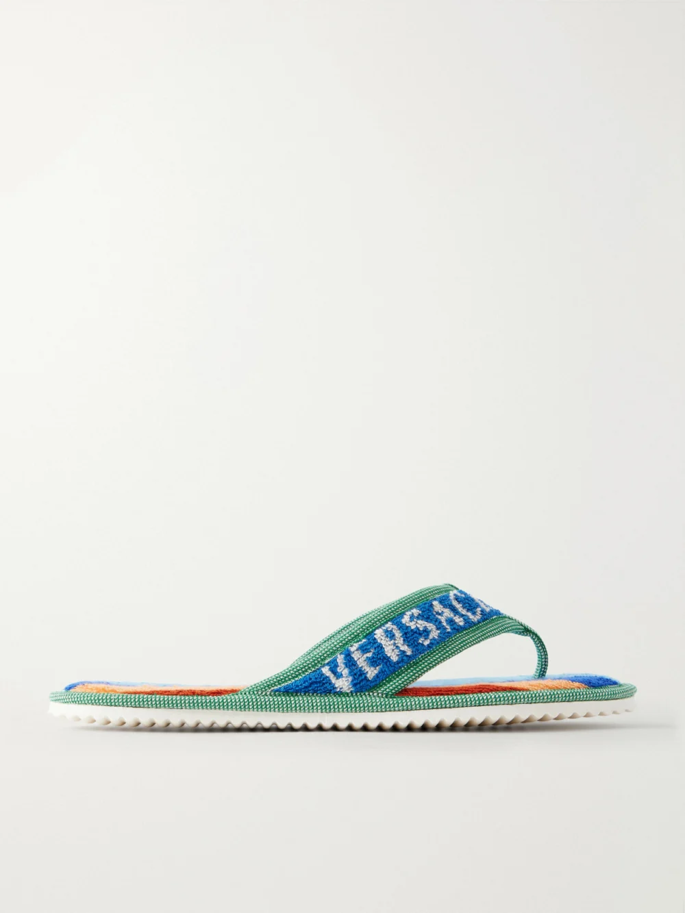 Versace Striped Cotton-terry Flip Flops in bright blue