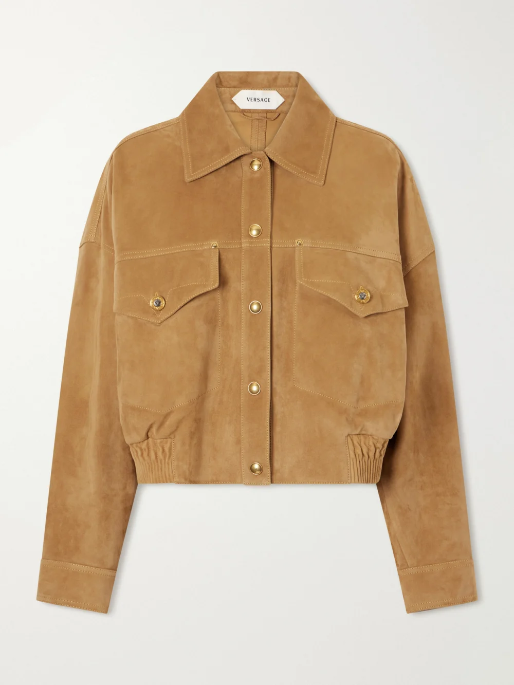 Versace Suede Blouson Jacket in light brown