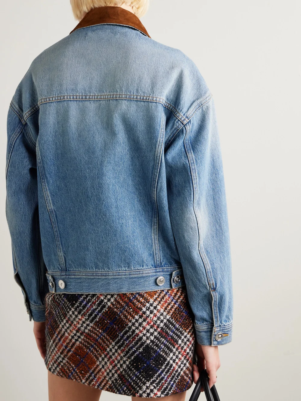 Back view of the Versace Suede-trimmed Denim Jacket