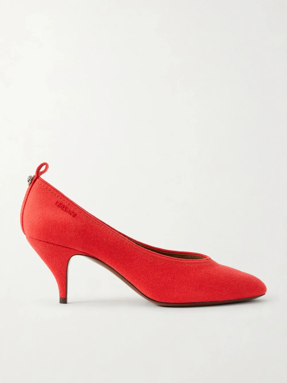 Versace Tina 65 Denim Pumps in red