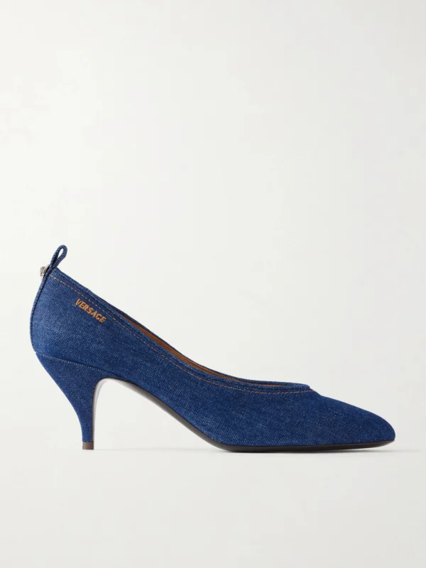 Versace Tina 65 Medusa-embellished Denim Pumps