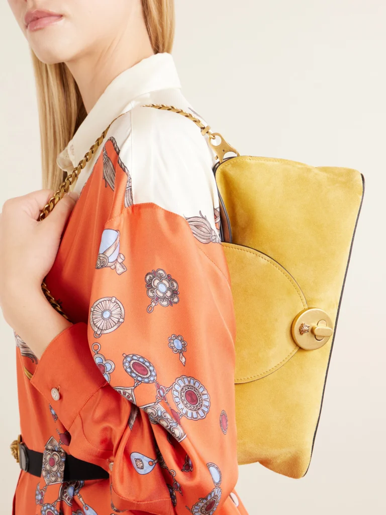 Versace Vivienne Logo-embellished Suede Clutch