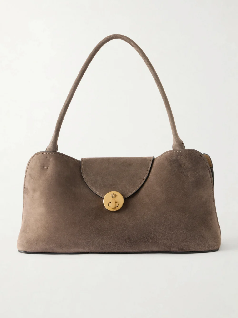 Versace Vivienne Logo-embellished Suede Shoulder Bag in brown