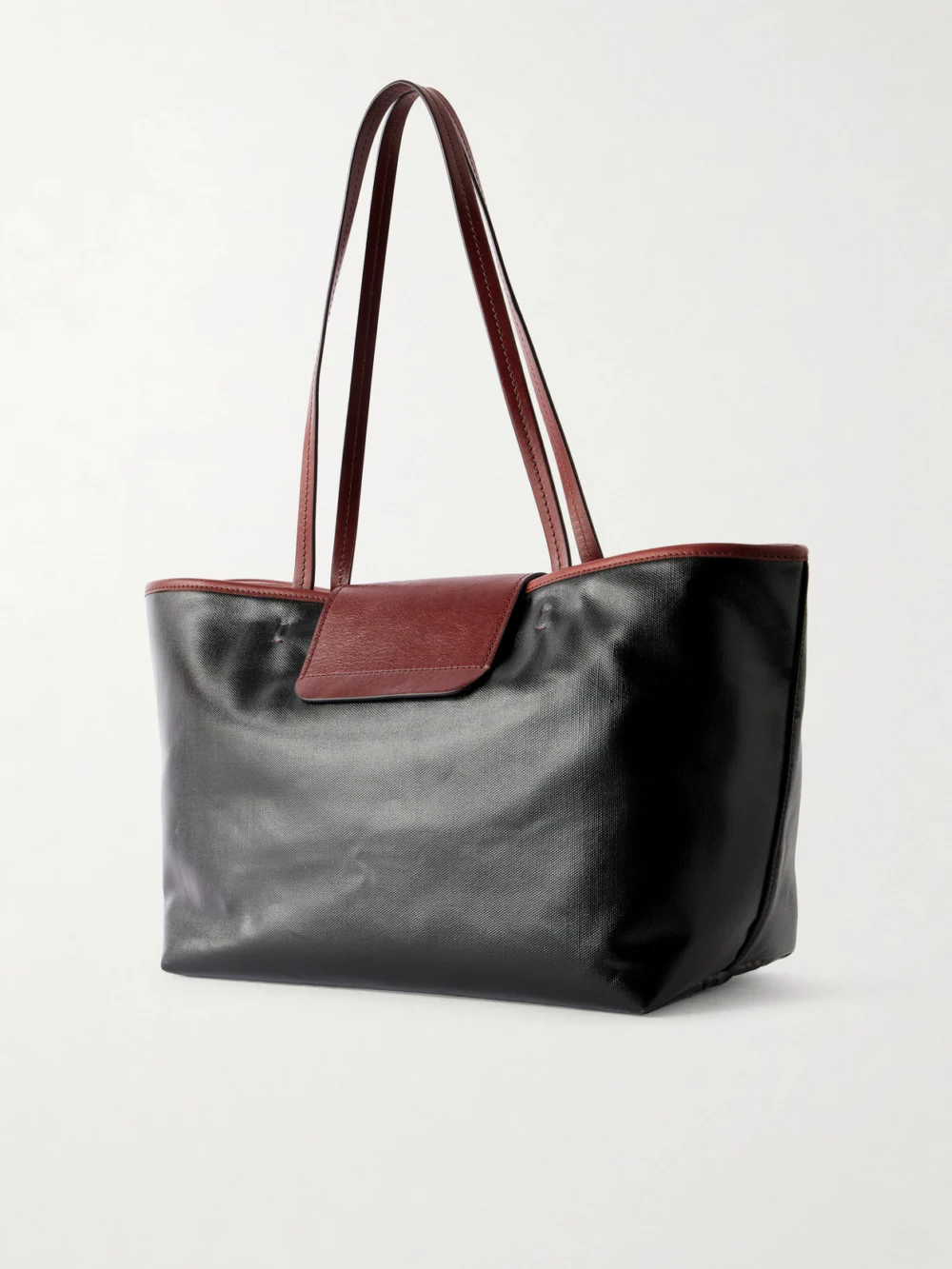Back view of the Versace Vivienne Medusa-embellished Leather-trimmed Coated Canvas Tote