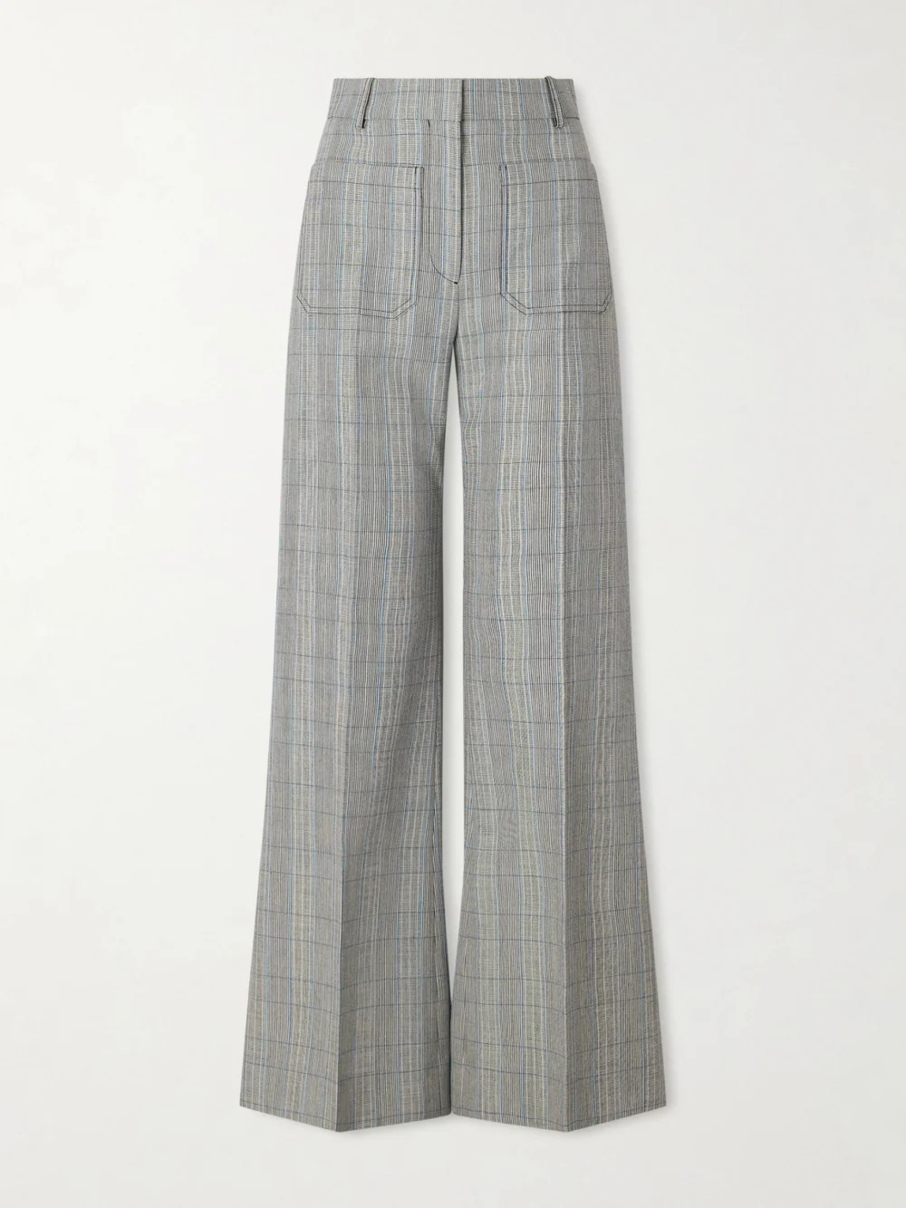 Victoria Beckham Alina Checked Wool Wide-leg Pants in light gray