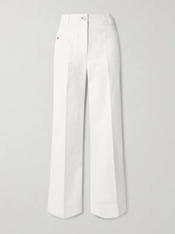 Victoria Beckham Alina Embroidered High-rise Wide-leg Jeans