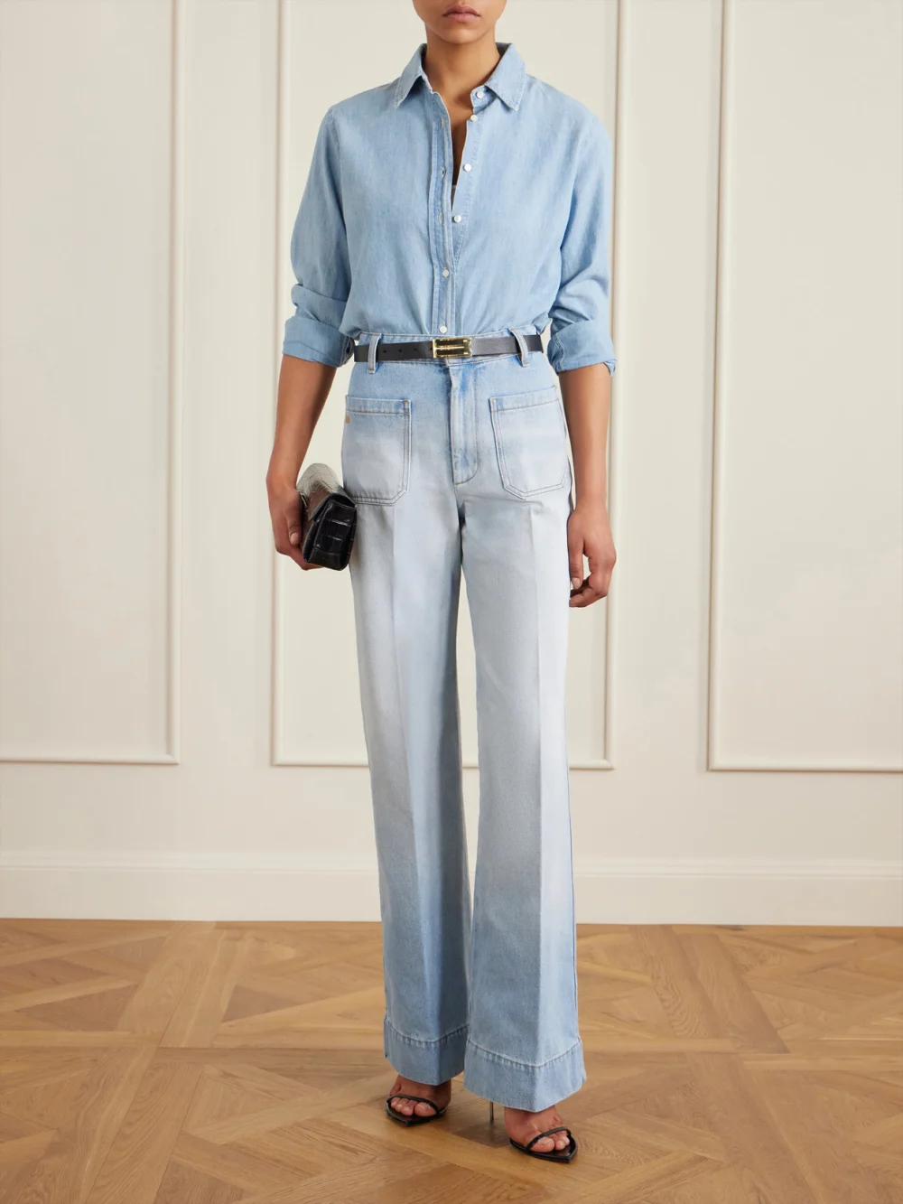 Victoria Beckham Alina High-rise Wide-leg Jeans, worn by a model