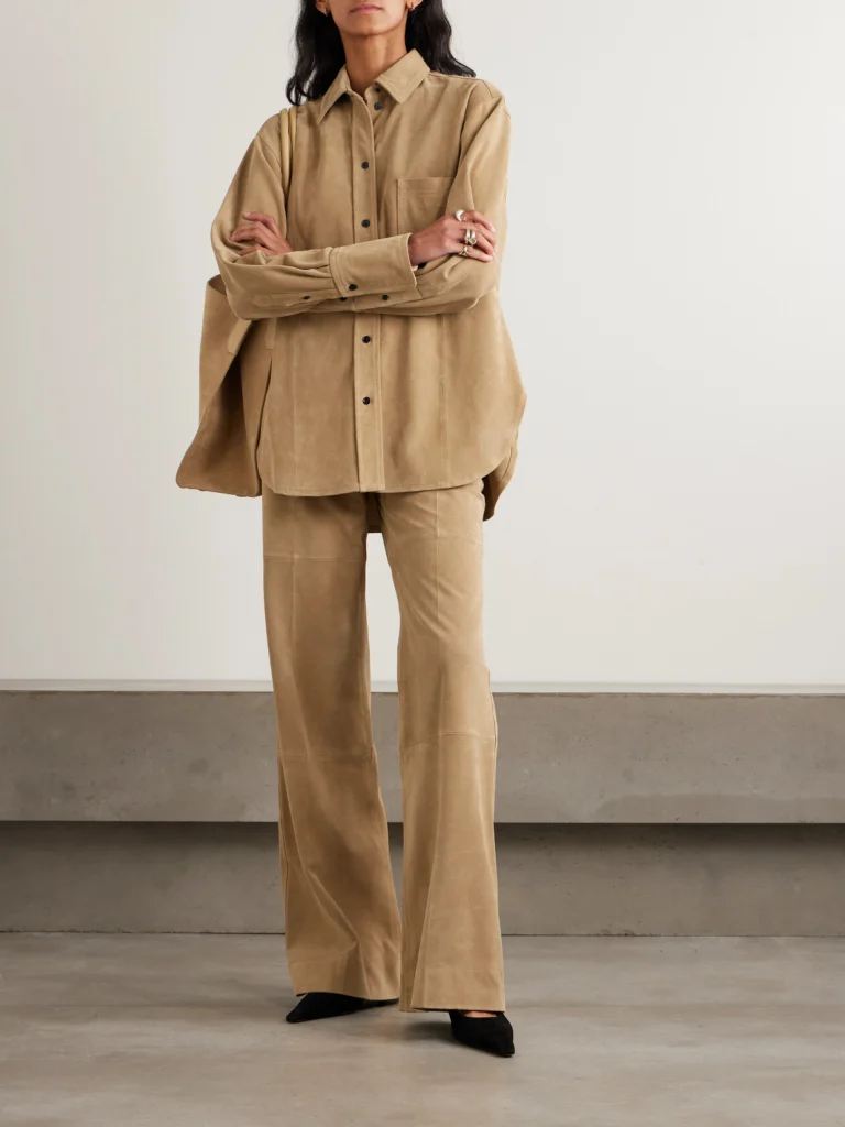 Victoria Beckham Alina Suede Flared Pants
