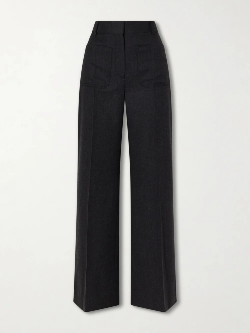 Victoria Beckham Alina Wide-leg Wool Pants in dark gray