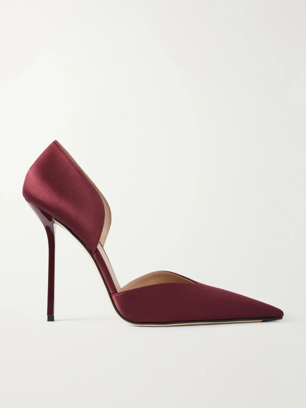 Victoria Beckham Angle D'orsay 115 Satin Pumps in burgundy
