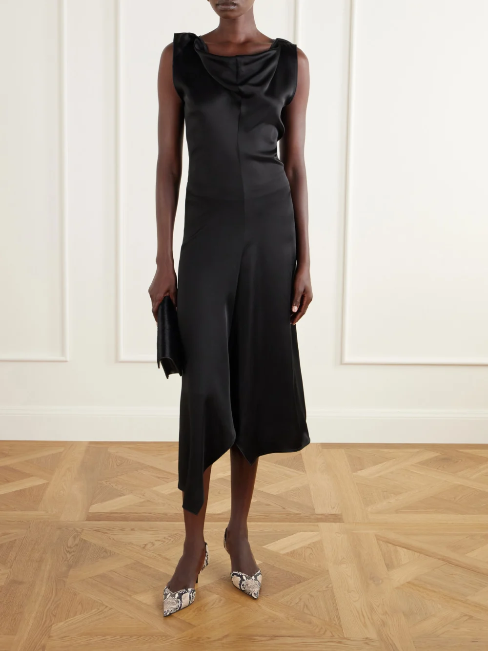 Victoria Beckham Angle D'orsay 55 Snake-effect Leather Pumps, styled view