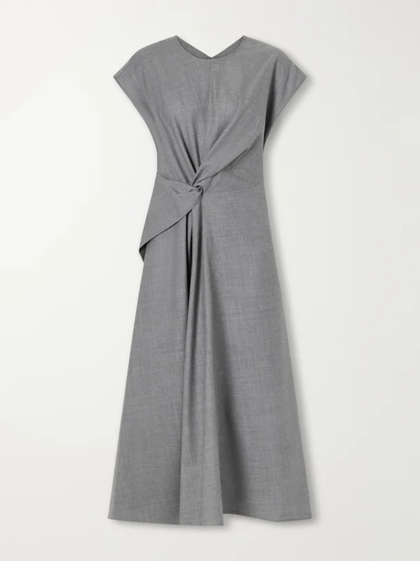 Victoria Beckham Aria Gathered Wool Midi Dress