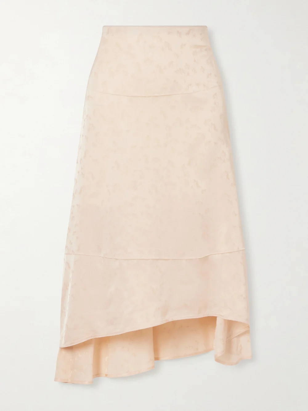 Victoria Beckham Asymmetric Floral-jacquard Satin Midi Skirt in baby pink