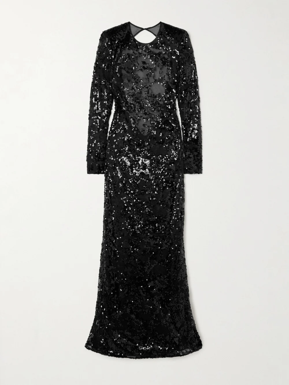 Victoria Beckham Backless Sequined Tulle Gown in black