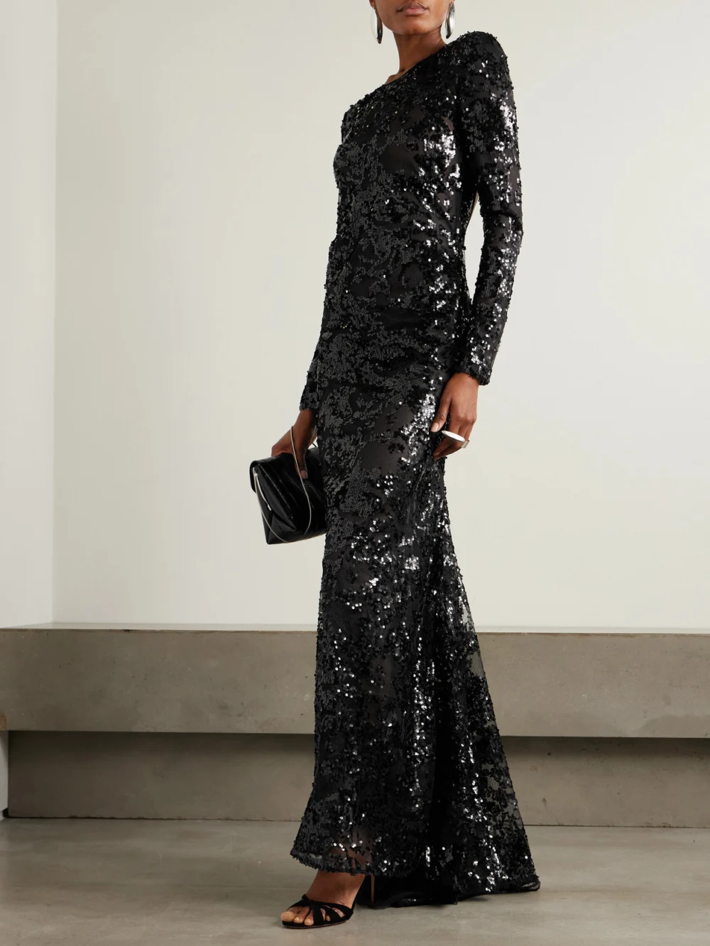 Victoria Beckham Backless Sequined Tulle Gown, worn by a model