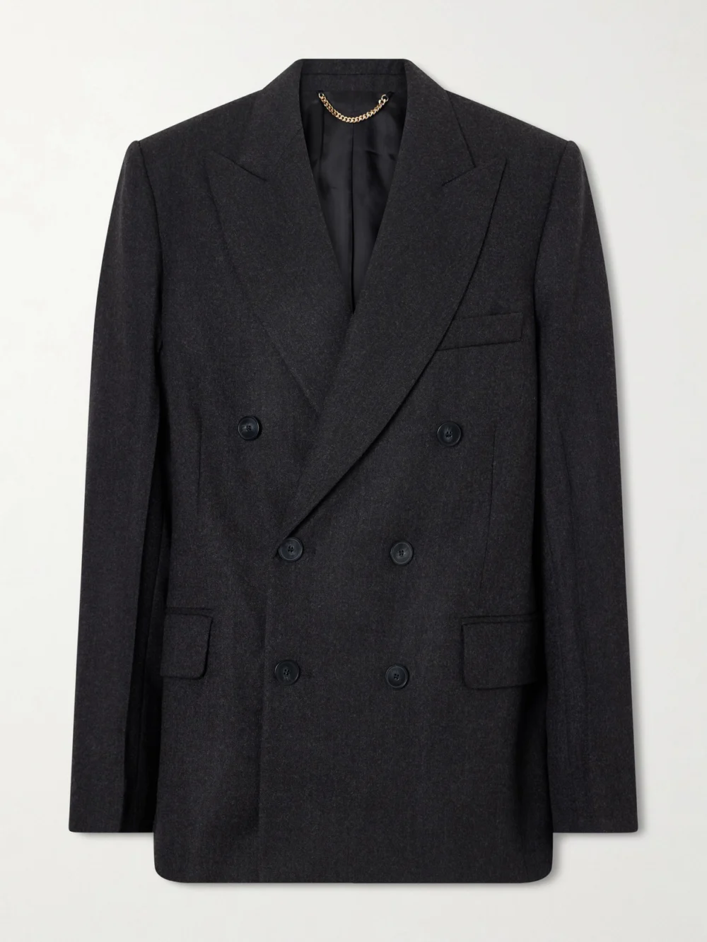 Victoria Beckham Beatrice Double-breasted Wool Blazer in dark gray
