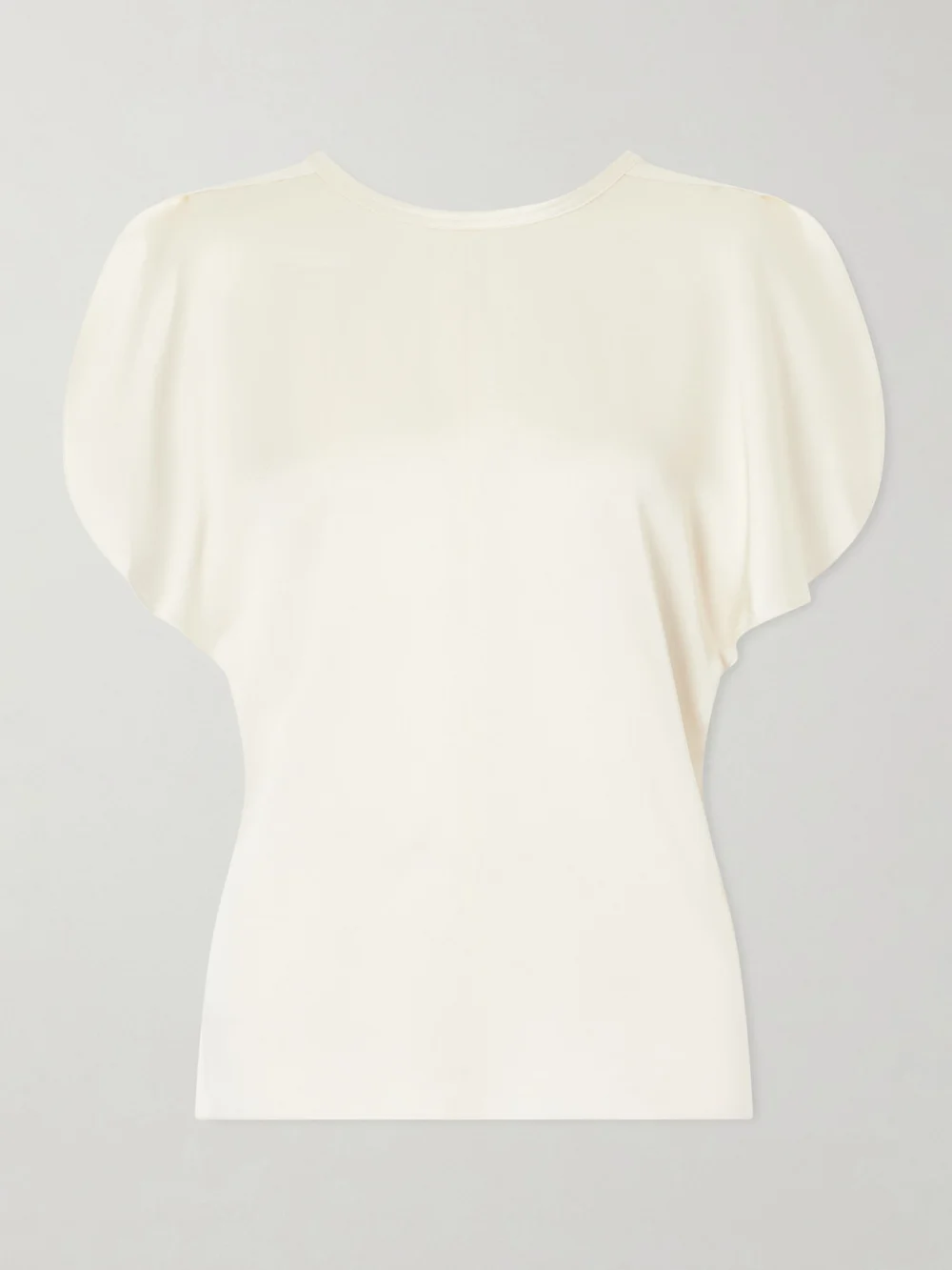 Victoria Beckham Bela Draped Satin Blouse in off-white