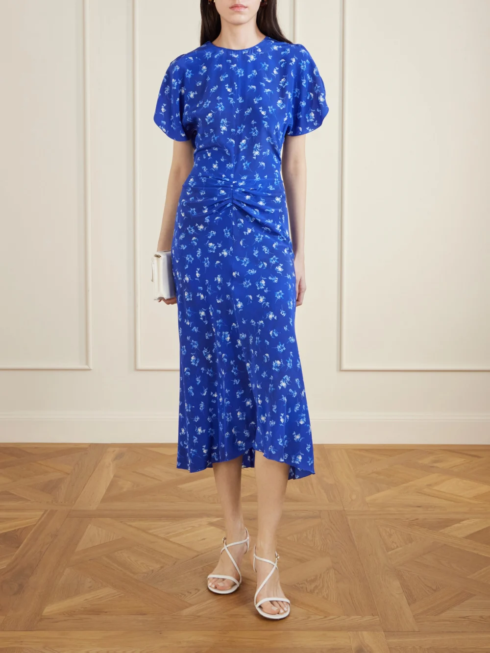 Victoria Beckham Bela Floral-print Silk-chiffon Midi Dress, worn by a model