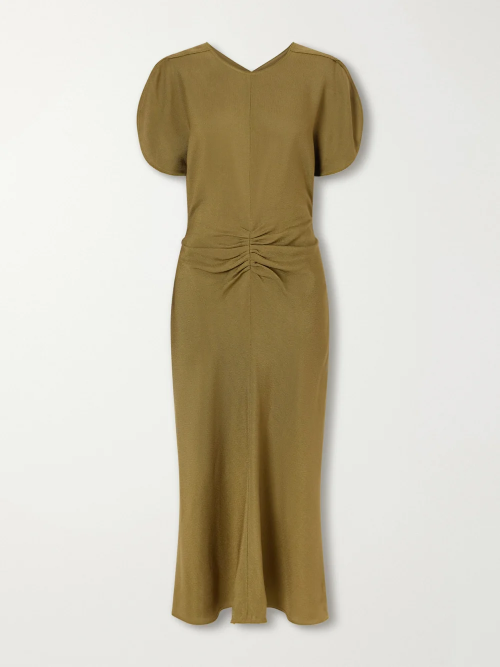 Victoria Beckham Bela Gathered Midi Dress in army green